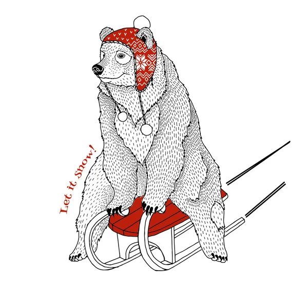 หมีขี่สเลด — ภาพเวกเตอร์สต็อก