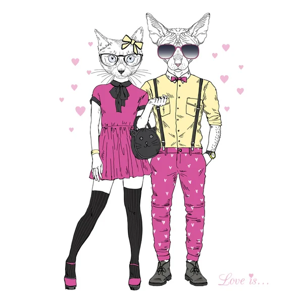 Mignon chats couple — Image vectorielle