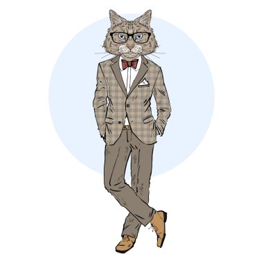 kedi beyefendi retro elbiseli