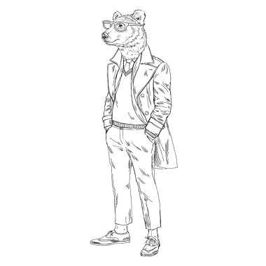 ceket giyinmiş ayı adam