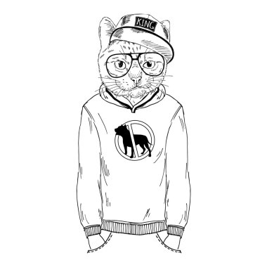 Şehir kedi kapüşonlu içinde giyinmiş