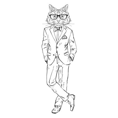 kedi beyefendi retro elbiseli