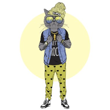 kedi çocuk yağma tarzda giyinmiş