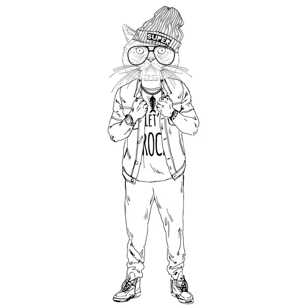 Cat boy dressed up in swag style — Stock Vector