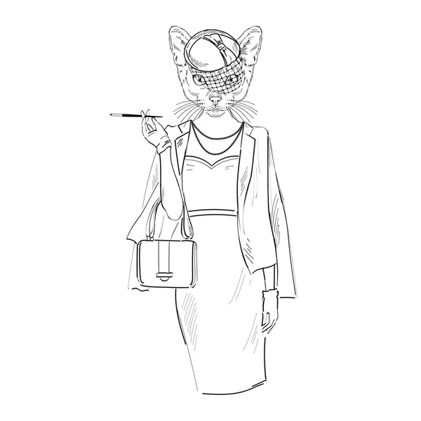 Модная шикарная женщина-кошка — стоковый вектор