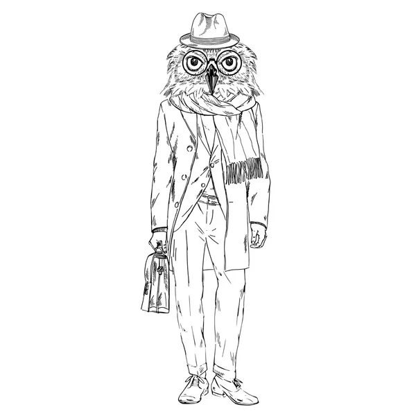 Hibou professeur en manteau — Image vectorielle