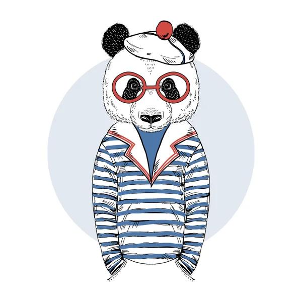 Marinheiro panda bonito —  Vetores de Stock