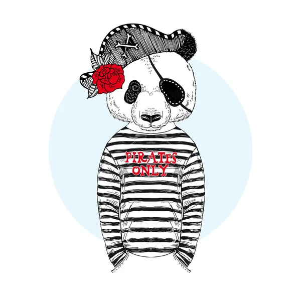 Lindo pirata panda — Vector de stock