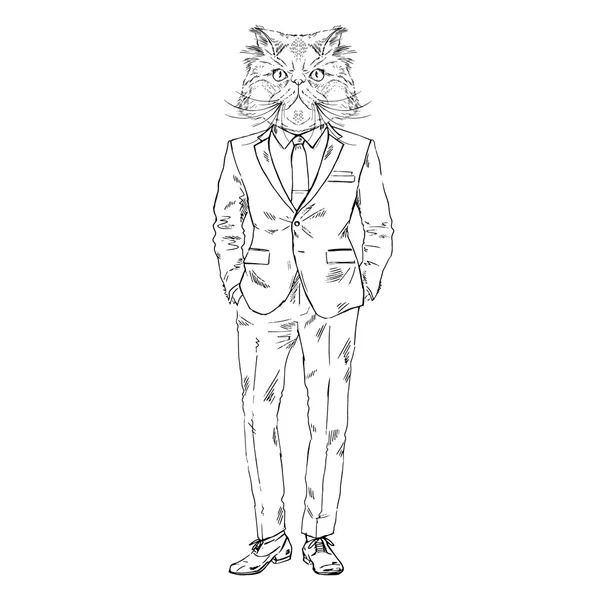 Gato disfrazado de traje — Vector de stock