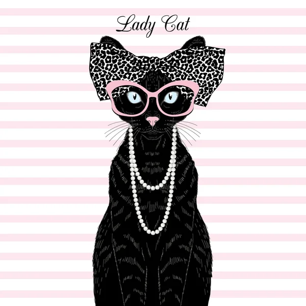 Portrait de chat noir femelle — Image vectorielle
