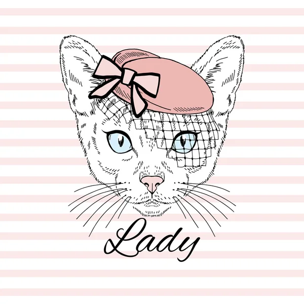 Cat lady porträtt — Stock vektor