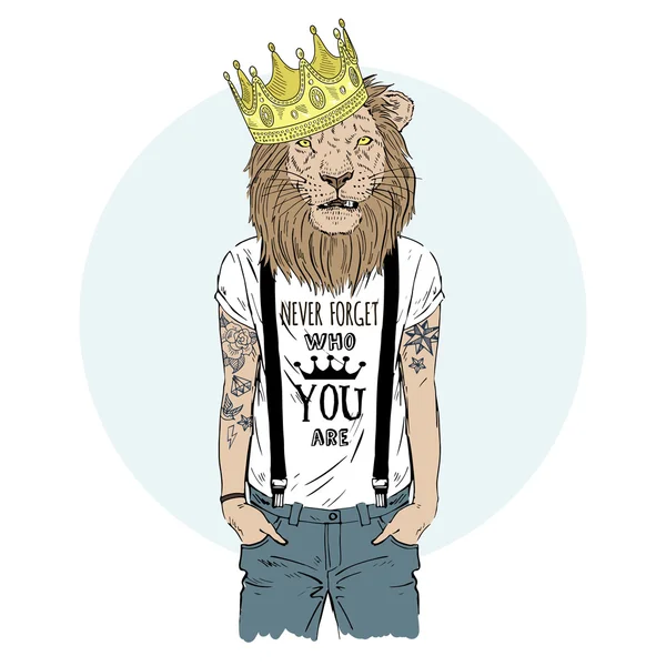 Lion king hipster — Stock Vector