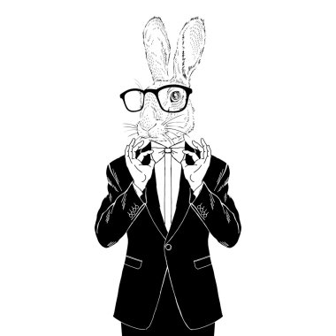 Smokin içinde giyinmiş tavşan 