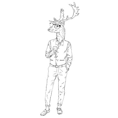 deer man dressed up  clipart