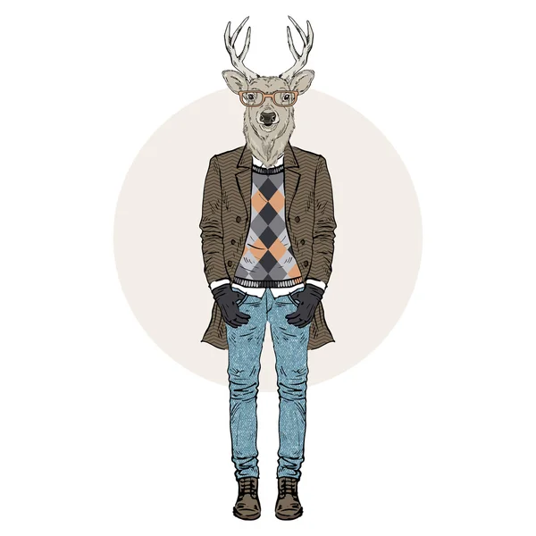 Hipster cerf habillé — Image vectorielle