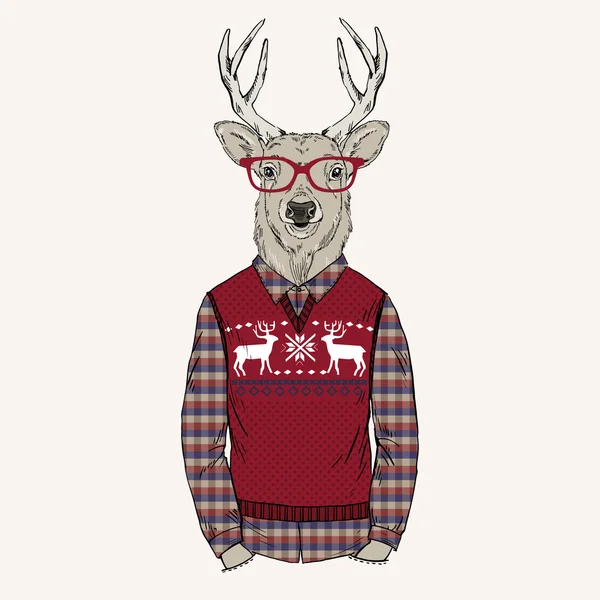 Deer man dressed up — Stock Vector