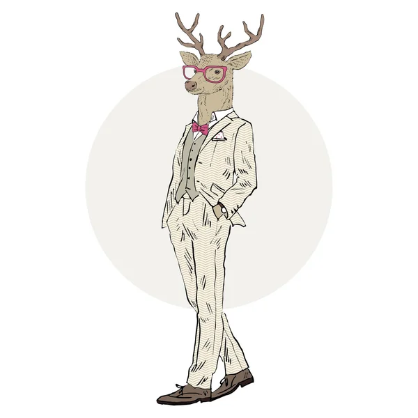 Hombre ciervo vestido — Vector de stock