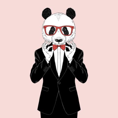 smokin içinde giyinmiş panda 