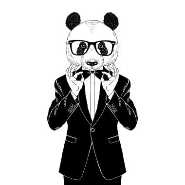 smokin içinde giyinmiş panda 