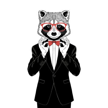 smokin içinde giyinmiş Rakun 