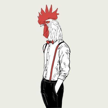 şık tarzda giyinmiş horoz