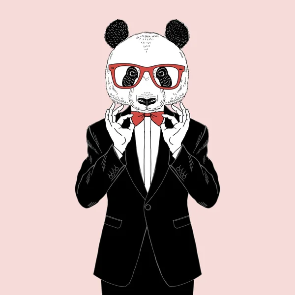 Panda dressed up in tuxedo — Stock Vector