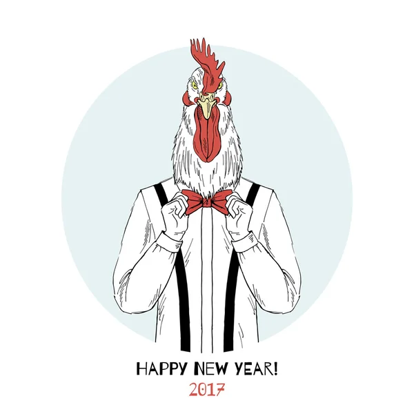 快乐新的一年公鸡 — 图库矢量图片