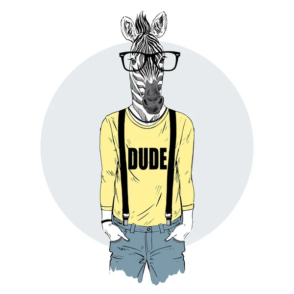 Zebra dude, lurviga art illustration — Stock vektor