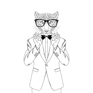 smokin içinde giyinmiş leopar
