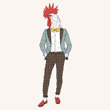 Şık takım elbise giymiş horoz