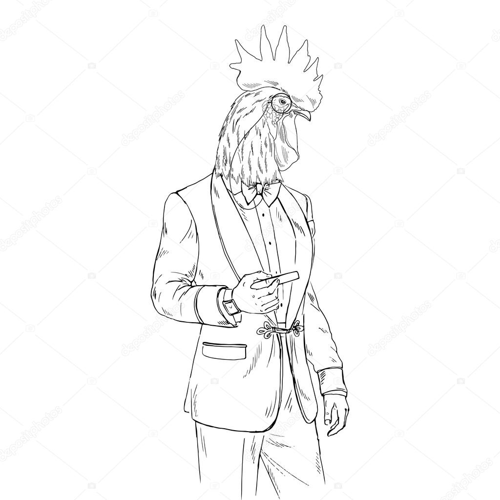 rooster gentleman with cigar