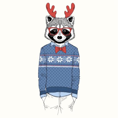 jakarlı kazak Rakun giyinmiş