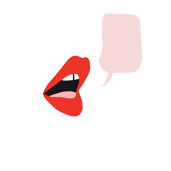 Talking mouth with empty speech bubble for quote — Stock Vector