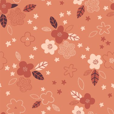 Dotty papatya çiçekleri kusursuz vektör deseni. 