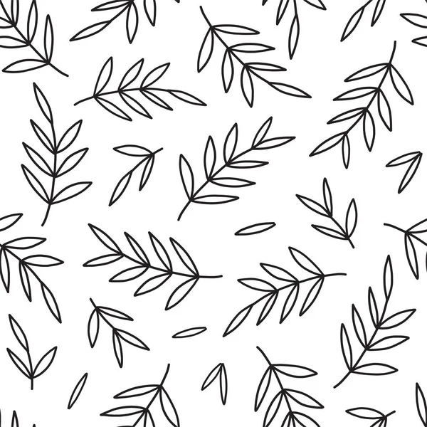 Simple doodle leaves seamless vector pattern — Stock Vector