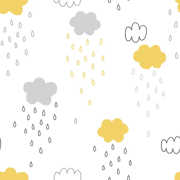 Rainy weather sky seamless vector pattern — Stock Vector