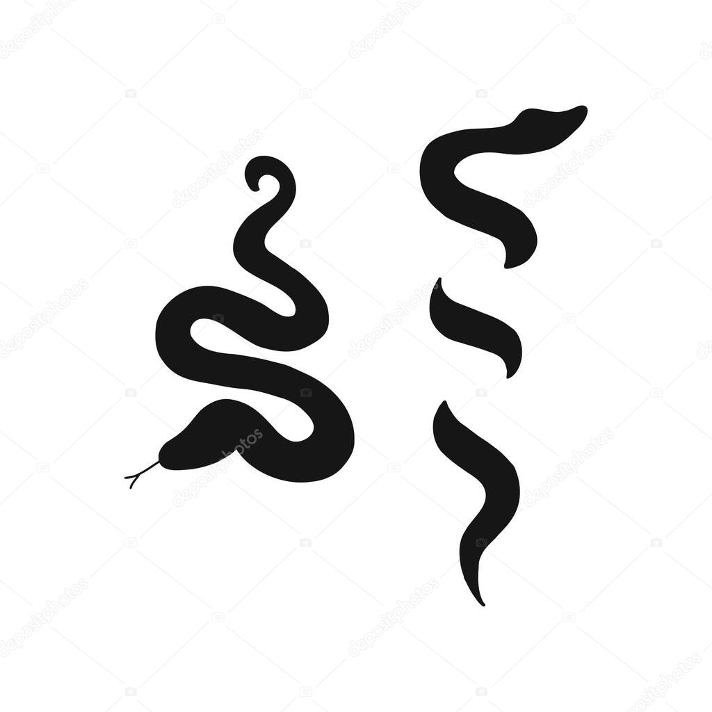 Cartoon snake silhouette design element isolated on white