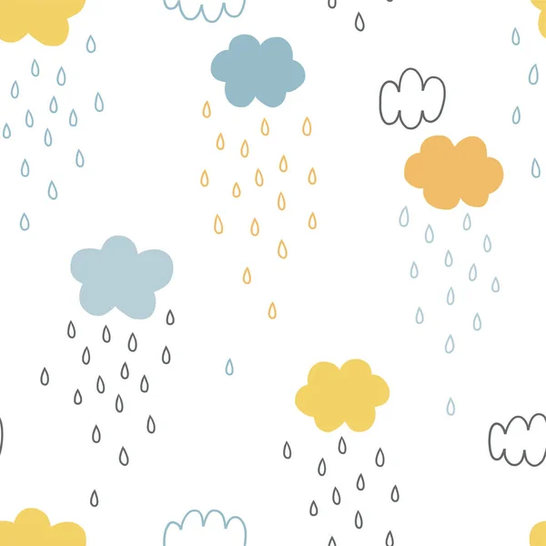 Rainy weather sky seamless vector pattern — Stock Vector