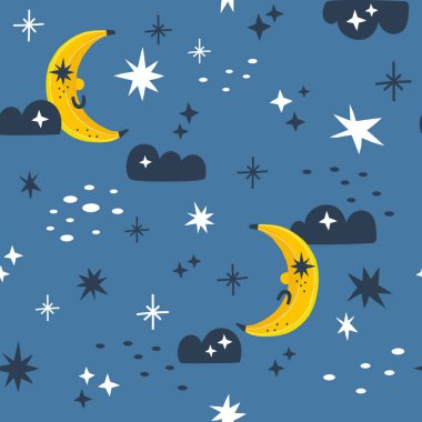 Muz Ay Meyve Gezegeni Göksel Meyve Kusursuz Vektör Şablonu