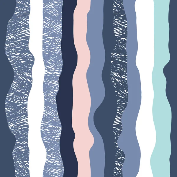 Geometrisk vågig rand med klotformad texturvektor sömlöst mönster — Stock vektor
