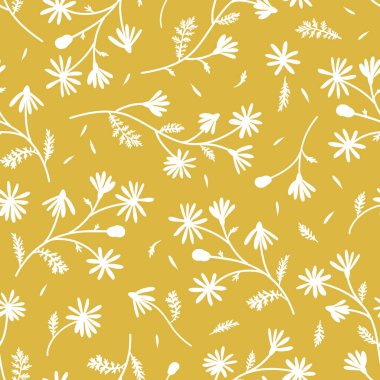 Meadow papatya silueti pürüzsüz vektör deseni