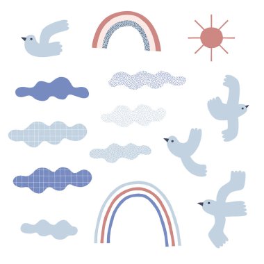 Peace Bird Celestial object Cloud Sun Rainbow clip art set