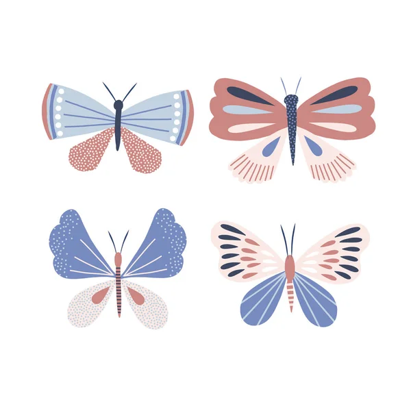 Eccentrico ornato decorativo farfalla vettore illustrazione set — Vettoriale Stock