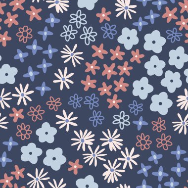 Şirin, saf papatya çiçekleri, kusursuz vektör deseni.