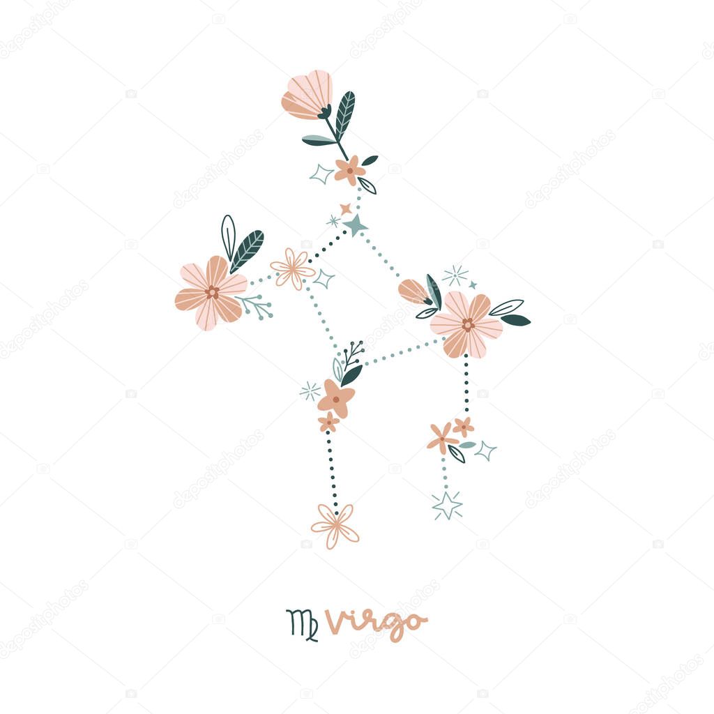  Flower Virgo zodiac sign clip art isolated on white. 