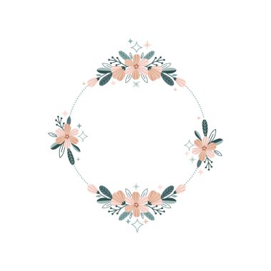 Papatya çiçeği noktalı çerçeve vektörü çizimi