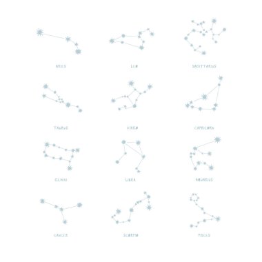 Tüm burç burcu klip sanatları beyaza izole edilmiştir.. 