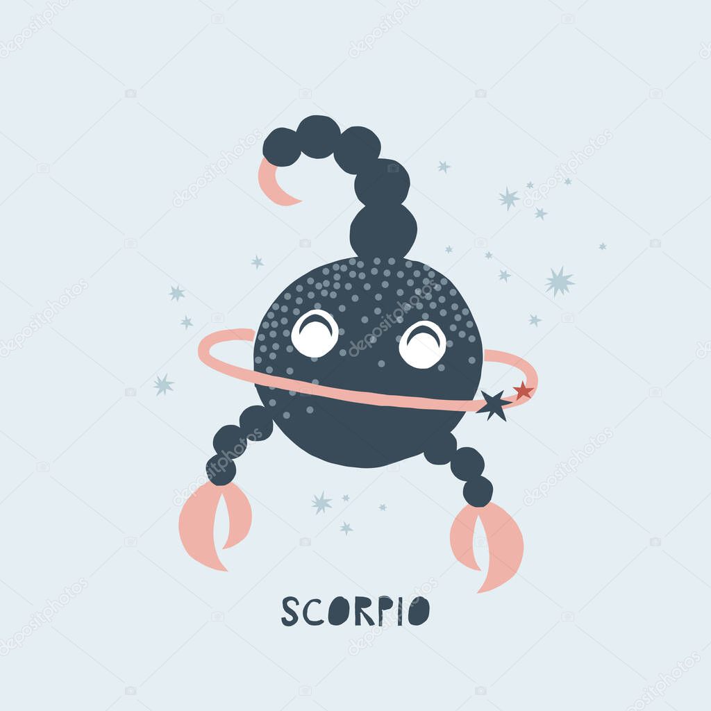 Scorpio zodiac character nursery poster