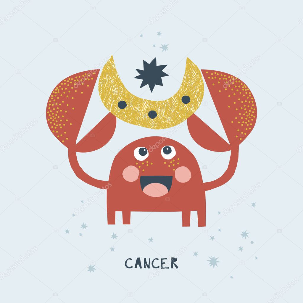 Cancer zodiac character nursery poster