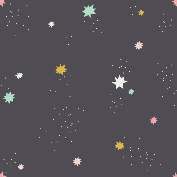 Celestial stars dots vector seamless pattern. — Stock Vector